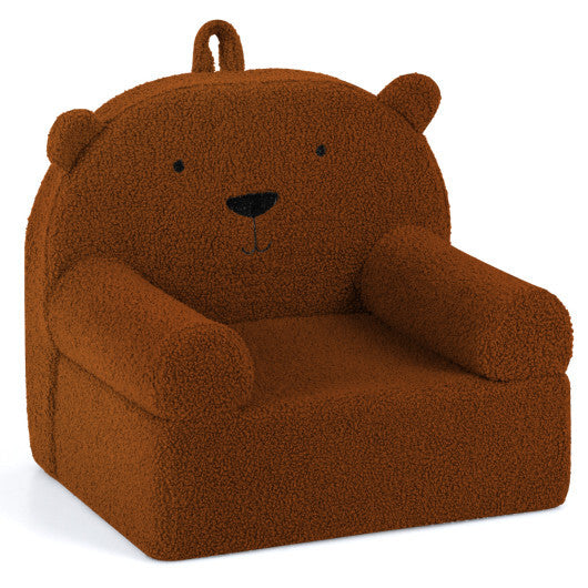 Kids Bear Sofa Toddler Foam Couch with Soft Fleece Fabric Cover-Navy W2B