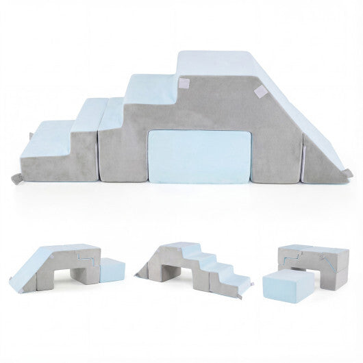 4-in-1 Foam Climbing Blocks Toddler Indoor Climb with Slide-Gray W2B