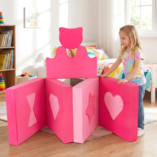 14 Piece Kids Play Couch Modular Foam Climbing Blocks for Kids 3+ Years Old-Pink W2B