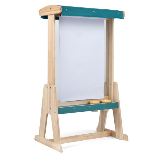 Wooden Art Easel for Kids with Transparent Board and Paper Roll-Natural W2B