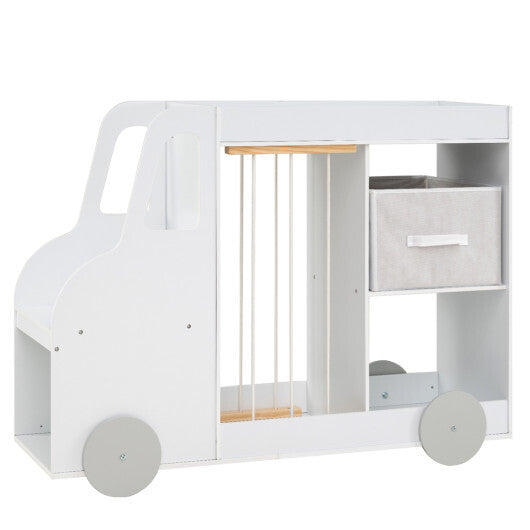 Toy Storage Organizer with Stuffed Animal Storage Fabric Drawer and Universal Wheels-Natrual W2B