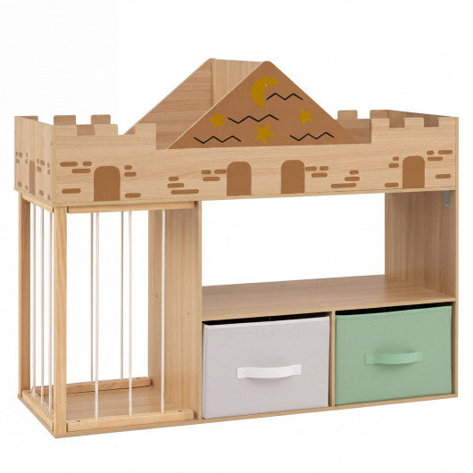 Toy Storage Organizer with Stuffed Animal Storage and Open Shelves-Natural W2B