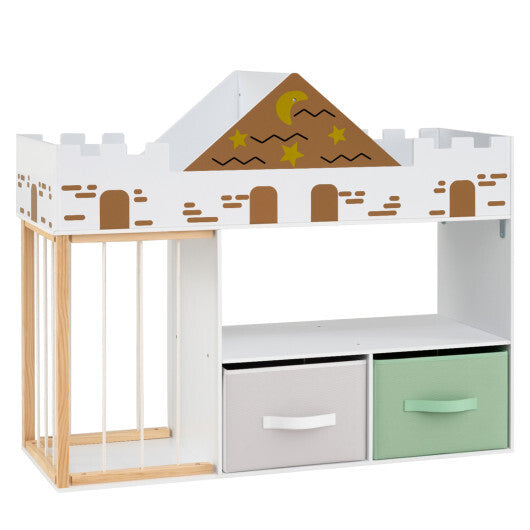 Toy Storage Organizer with Stuffed Animal Storage and Open Shelves-Natural W2B