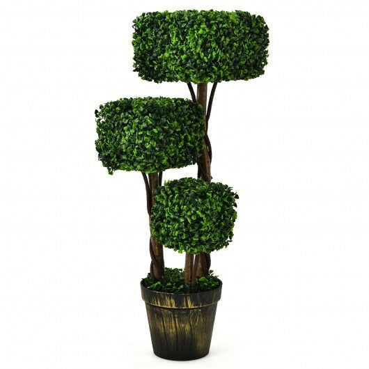36 Inch Artificial Boxwood Topiary UV Protected Indoor Outdoor Tree W2B