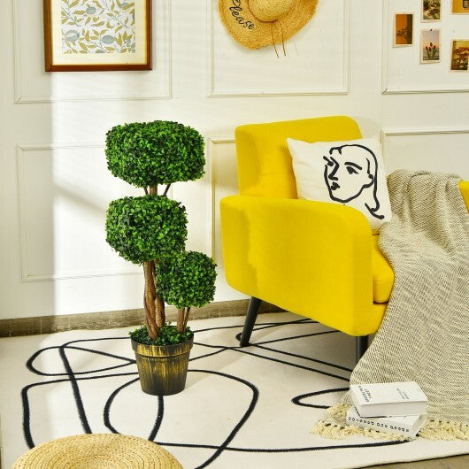 36 Inch Artificial Boxwood Topiary UV Protected Indoor Outdoor Tree W2B