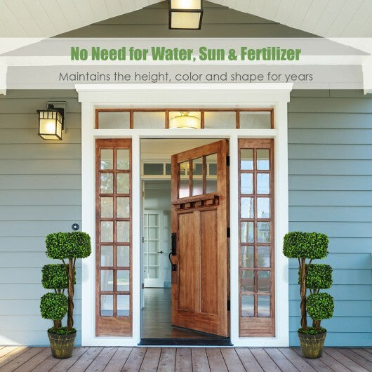 36 Inch Artificial Boxwood Topiary UV Protected Indoor Outdoor Tree W2B