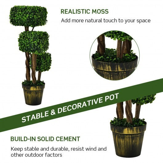 36 Inch Artificial Boxwood Topiary UV Protected Indoor Outdoor Tree W2B
