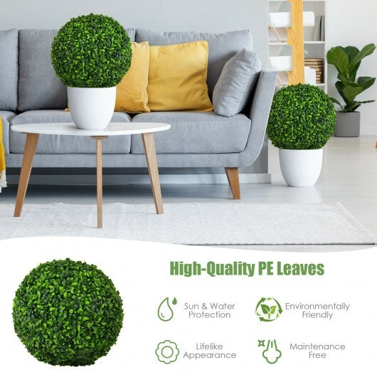 2 Pieces 15.7 Inch Artificial Boxwood Topiary Ball Tree Set - Color: Green - Size: 15.5 inches W2B