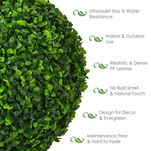 2 Pieces 15.7 Inch Artificial Boxwood Topiary Ball Tree Set - Color: Green - Size: 15.5 inches W2B