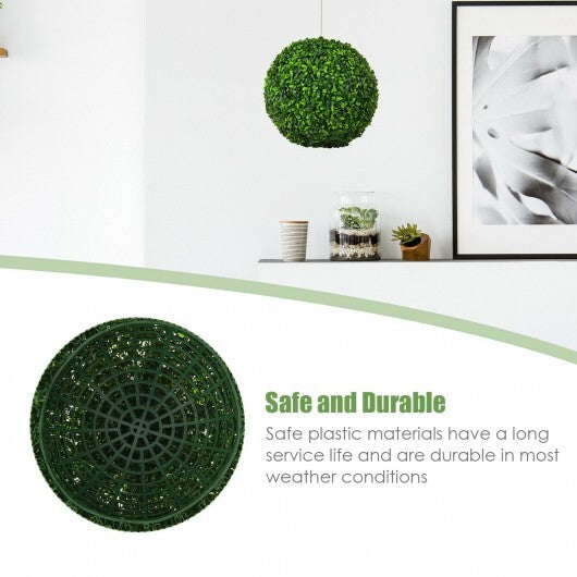 2 Pieces 15.7 Inch Artificial Boxwood Topiary Ball Tree Set - Color: Green - Size: 15.5 inches W2B