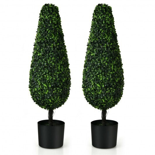 2 Pack 3 Feet Artificial Tower UV Resistant Indoor Outdoor Topiary Tree W2B