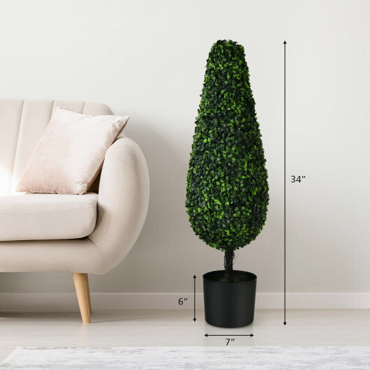 2 Pack 3 Feet Artificial Tower UV Resistant Indoor Outdoor Topiary Tree W2B