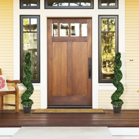 2 Pack 4 Feet Artificial Spiral Boxwood Topiary Indoor Outdoor Decor W2B