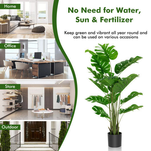 5 Feet Artificial Tree Faux Monstera Deliciosa Plant for Home Indoor and Outdoor W2B