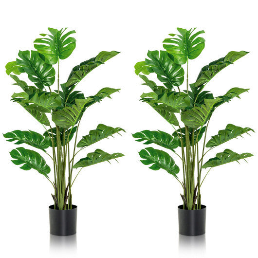 2 Pieces 5 Feet Artificial Monstera Tree Set W2B