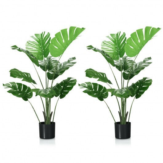 2 Pack Artificial Monstera Deliciosa Tree with 10 Leaves of Different Sizes W2B