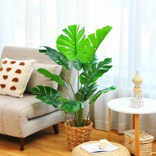 2 Pack Artificial Monstera Deliciosa Tree with 10 Leaves of Different Sizes - Color: Green W2B