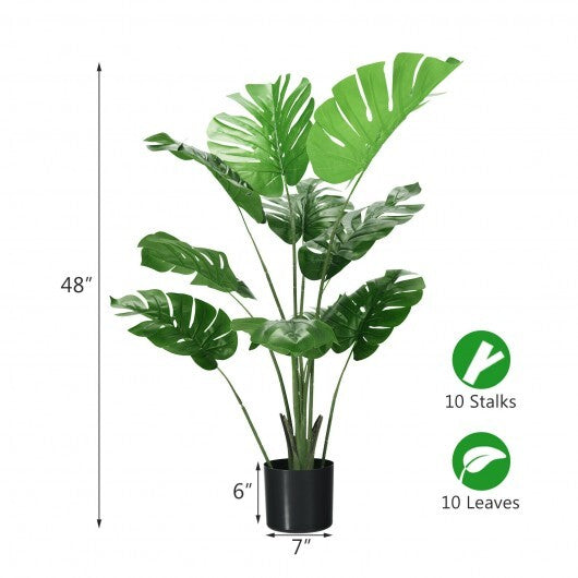 2 Pack Artificial Monstera Deliciosa Tree with 10 Leaves of Different Sizes - Color: Green W2B