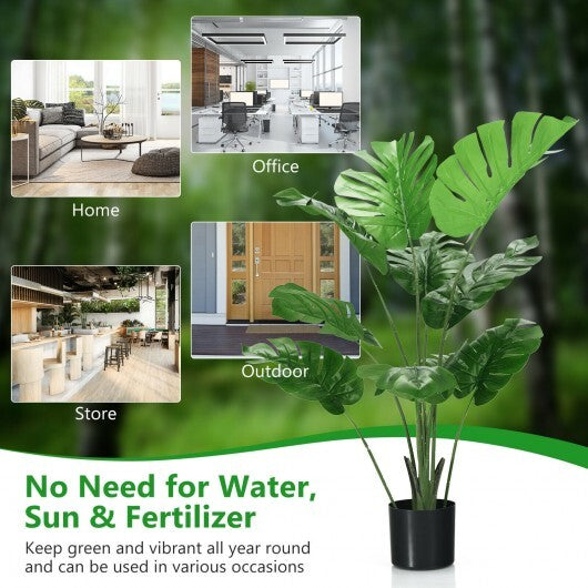 2 Pack Artificial Monstera Deliciosa Tree with 10 Leaves of Different Sizes - Color: Green W2B
