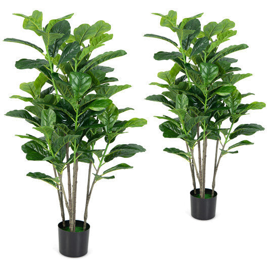 51 Inch 2-Pack Artificial Fiddle Leaf Fig Tree for Indoor and Outdoor W2B