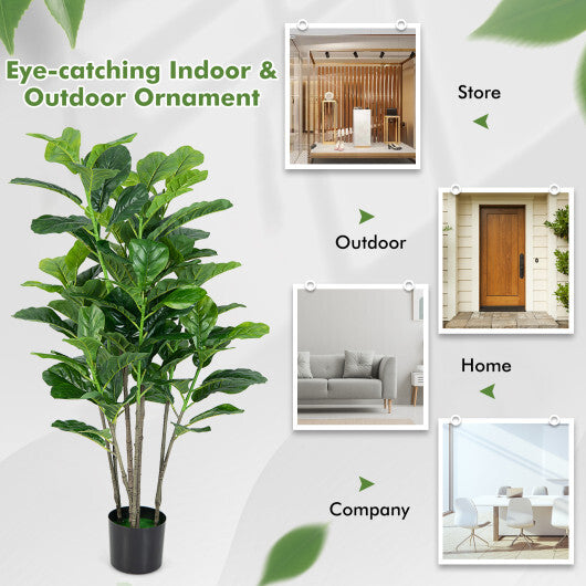 51 Inch 2-Pack Artificial Fiddle Leaf Fig Tree for Indoor and Outdoor W2B