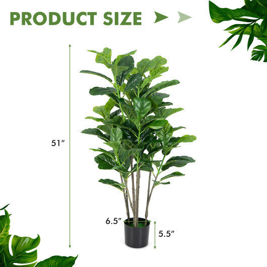 51 Inch 2-Pack Artificial Fiddle Leaf Fig Tree for Indoor and Outdoor W2B