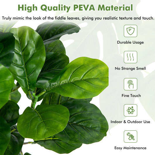 51 Inch 2-Pack Artificial Fiddle Leaf Fig Tree for Indoor and Outdoor W2B