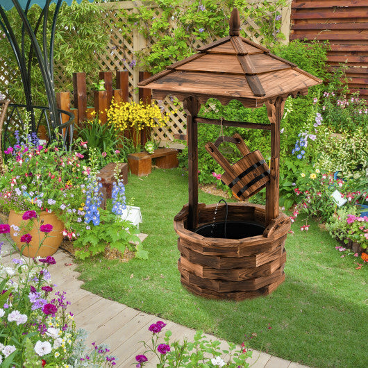 Patio Wooden Water Fountain with Electric Pump-Brown W2B