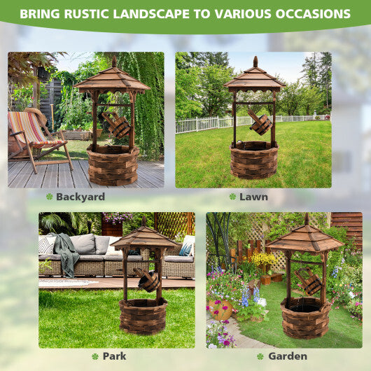 Patio Wooden Water Fountain with Electric Pump-Brown W2B