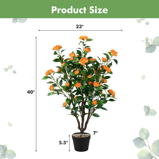 3.3 Feet Artificial Camellia Tree for Indoor and Outdoor W2B