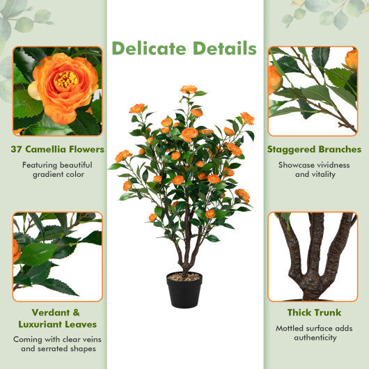 3.3 Feet Artificial Camellia Tree for Indoor and Outdoor W2B