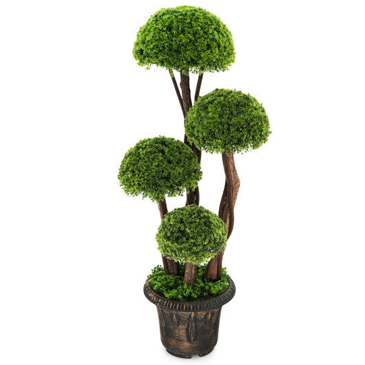 3 Feet Decorative Artificial Cedar Topiary Tree with Rattan Trunk W2B