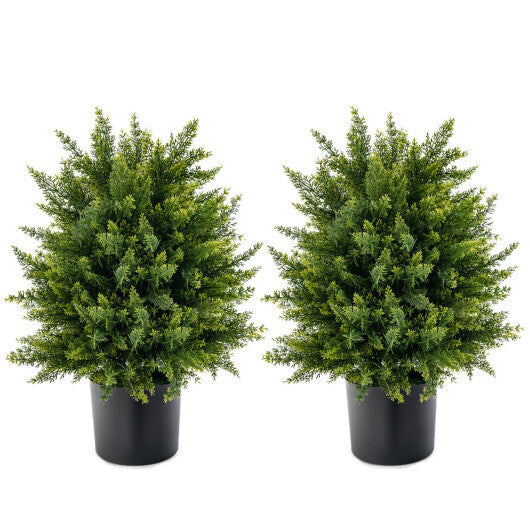 2-Pack Artificial Cedar Topiary Ball Tree with Cement Pot W2B