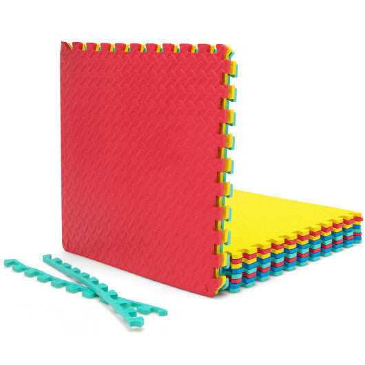 12 Pieces Puzzle Interlocking Flooring Mat with Anti-slip and Waterproof Surface W2B