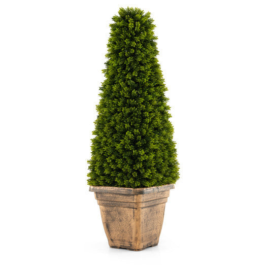 3 Feet Artificial Boxwood Topiary Tree with Cement Flowerpot-Green W2B