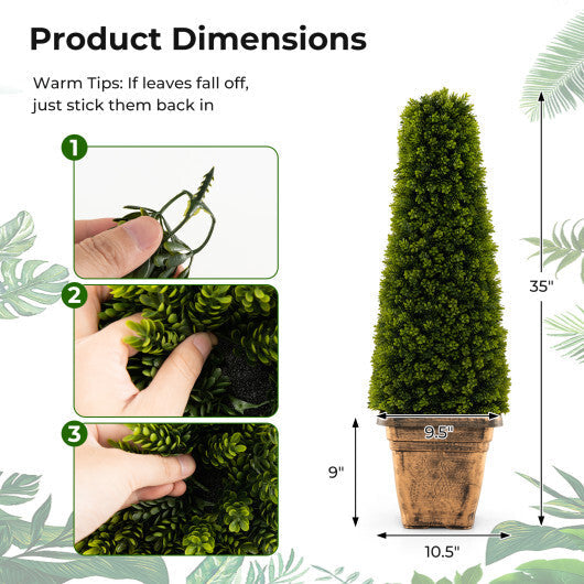 3 Feet Artificial Boxwood Topiary Tree with Cement Flowerpot-Green W2B