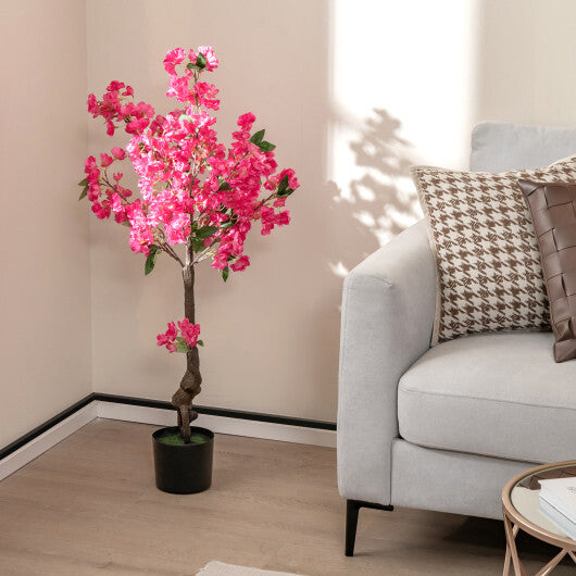 2 Pack 41 Inch Artificial Plum Blossom Tree Fake Floral Plant with 92 Flowers-Red W2B