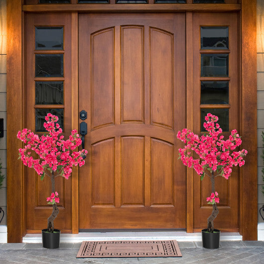2 Pack 41 Inch Artificial Plum Blossom Tree Fake Floral Plant with 92 Flowers-Red W2B