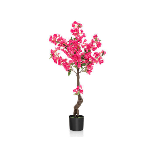 2 Pack 41 Inch Artificial Plum Blossom Tree Fake Floral Plant with 92 Flowers-Red W2B