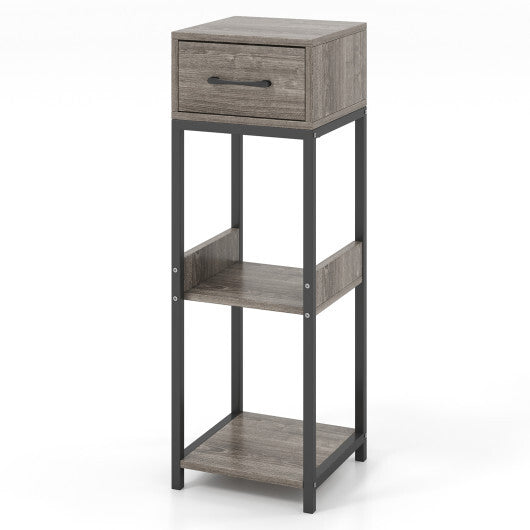3 Tier Tall Plant Stand with Drawer Anti-tipping Devices-Gray W2B