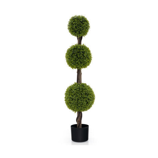 4 FT Artificial Ball Shape Bush Tree with Lush PE leaves and Trunk W2B