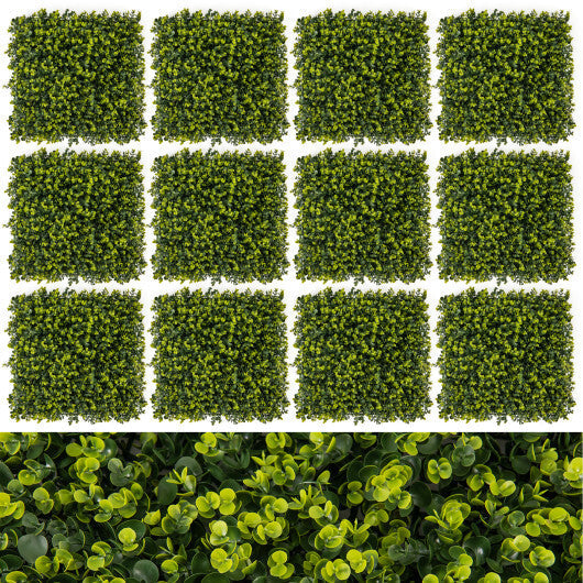 12 Pieces 20 Inch x 20 Inch Artificial Hedge Eucalyptus Panels W2B