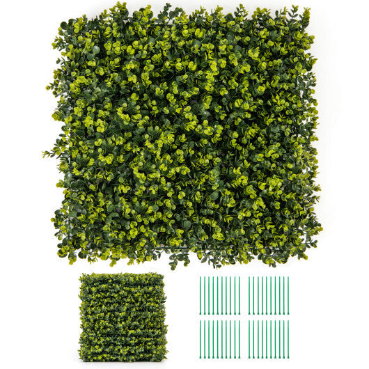 12 Pieces 20 Inch x 20 Inch Artificial Hedge Eucalyptus Panels W2B