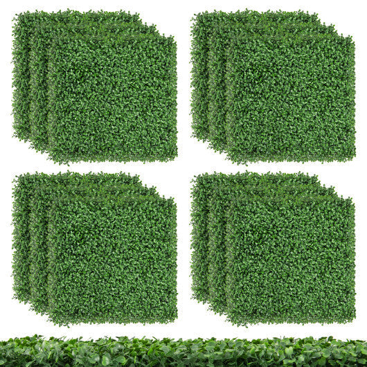 12 Pieces 20 x 20 Inch Artificial Boxwood Wall Panels with Insertable Branches W2B