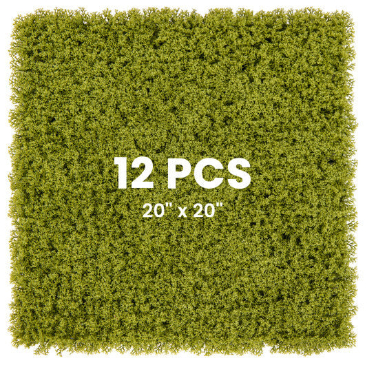 12 Pieces 20 x 20 inches Artificial Grass Wall Panels for Garden Yard Balcony-Light Green W2B