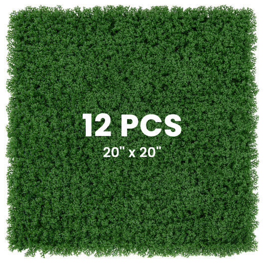 12 Pieces 20 x 20 inches Artificial Grass Wall Panels for Garden Yard Balcony-Light Green W2B