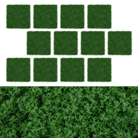 12 Pieces 20 x 20 inches Artificial Grass Wall Panels for Garden Yard Balcony-Light Green W2B
