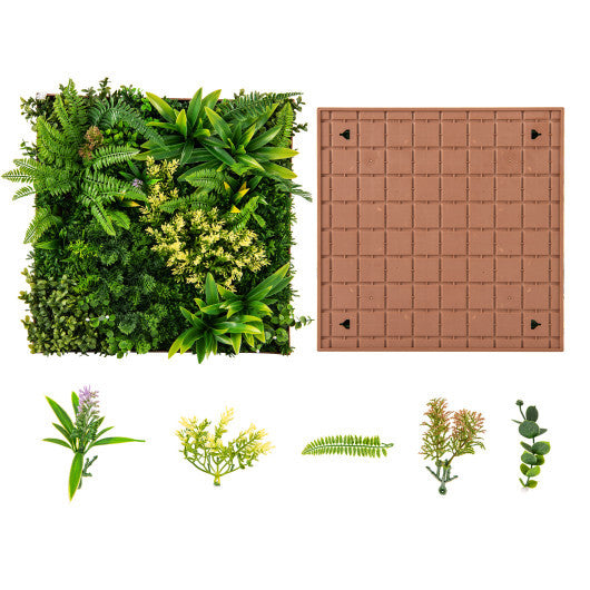 20" x 20" 3D Hanging Greenery Hedge with 11 Types of Mixed Faux Plants for Indoor Outdoor W2B
