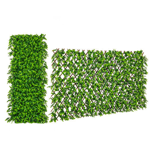 Expandable Fence Privacy Screen with Sun-Protective Artificial Hedge for Balcony Patio W2B