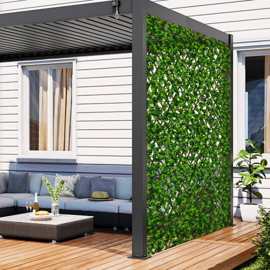Expandable Fence Privacy Screen with Sun-Protective Artificial Hedge for Balcony Patio W2B